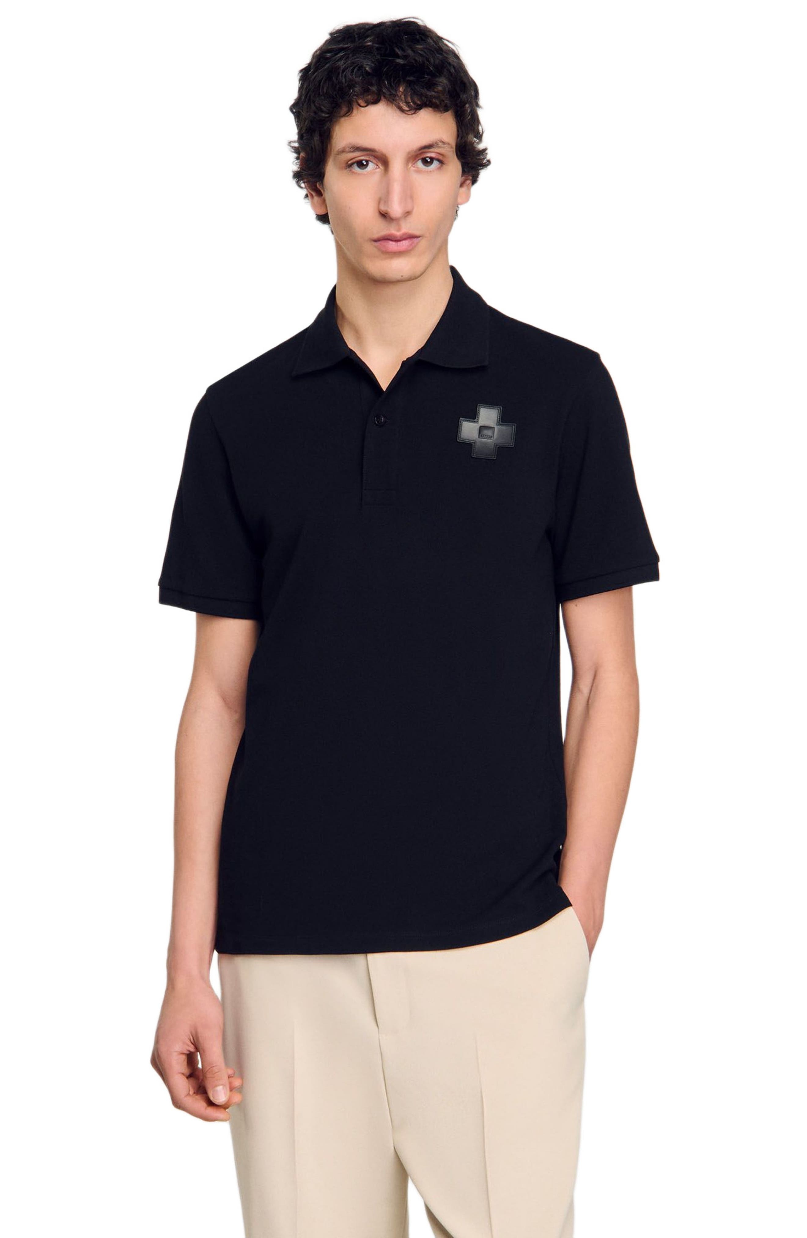SANDRO Cotton polo shirt in Black at Nordstrom - 1