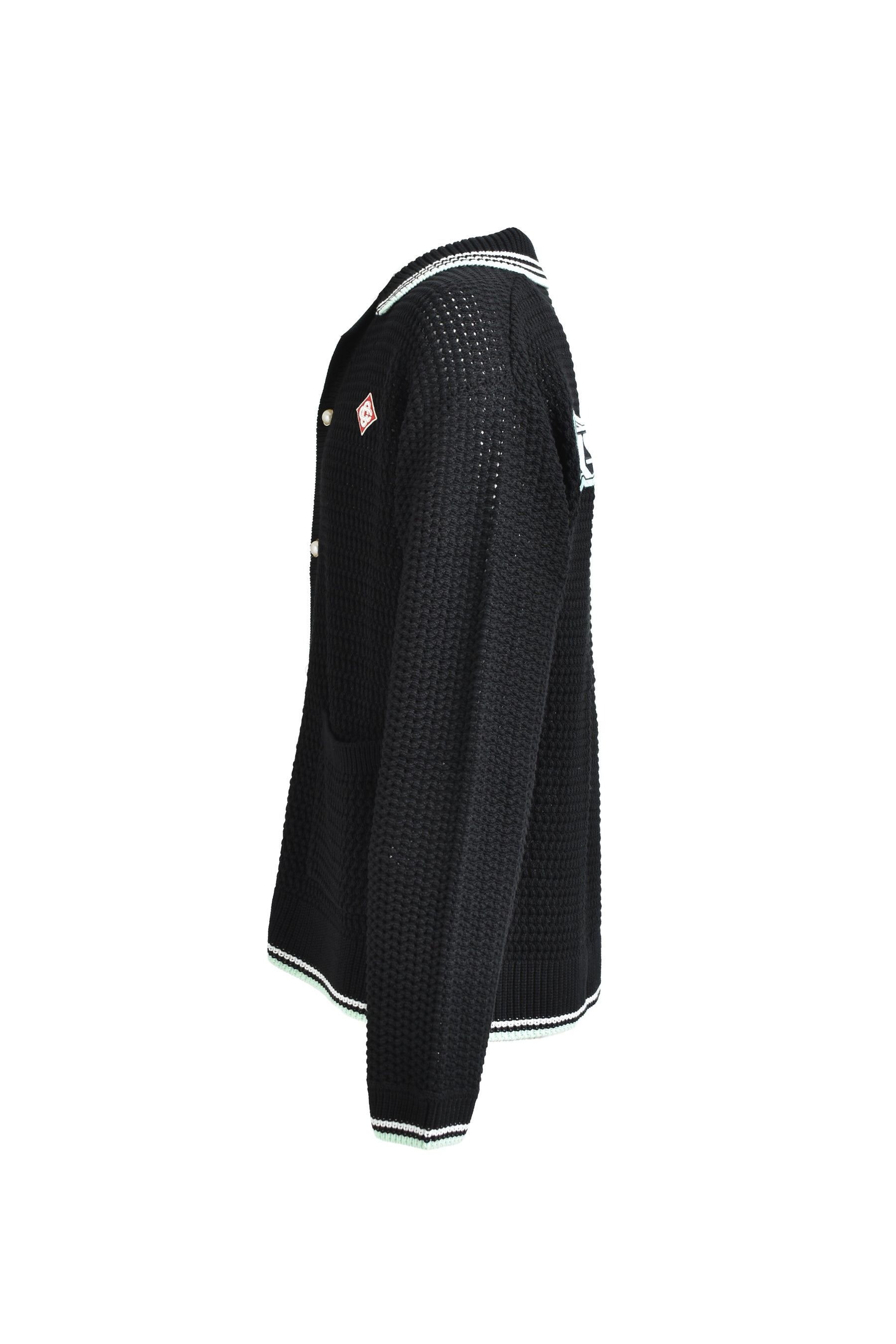 EMBROIDERED FAUX CROCHET SHIRT / BLK - 7