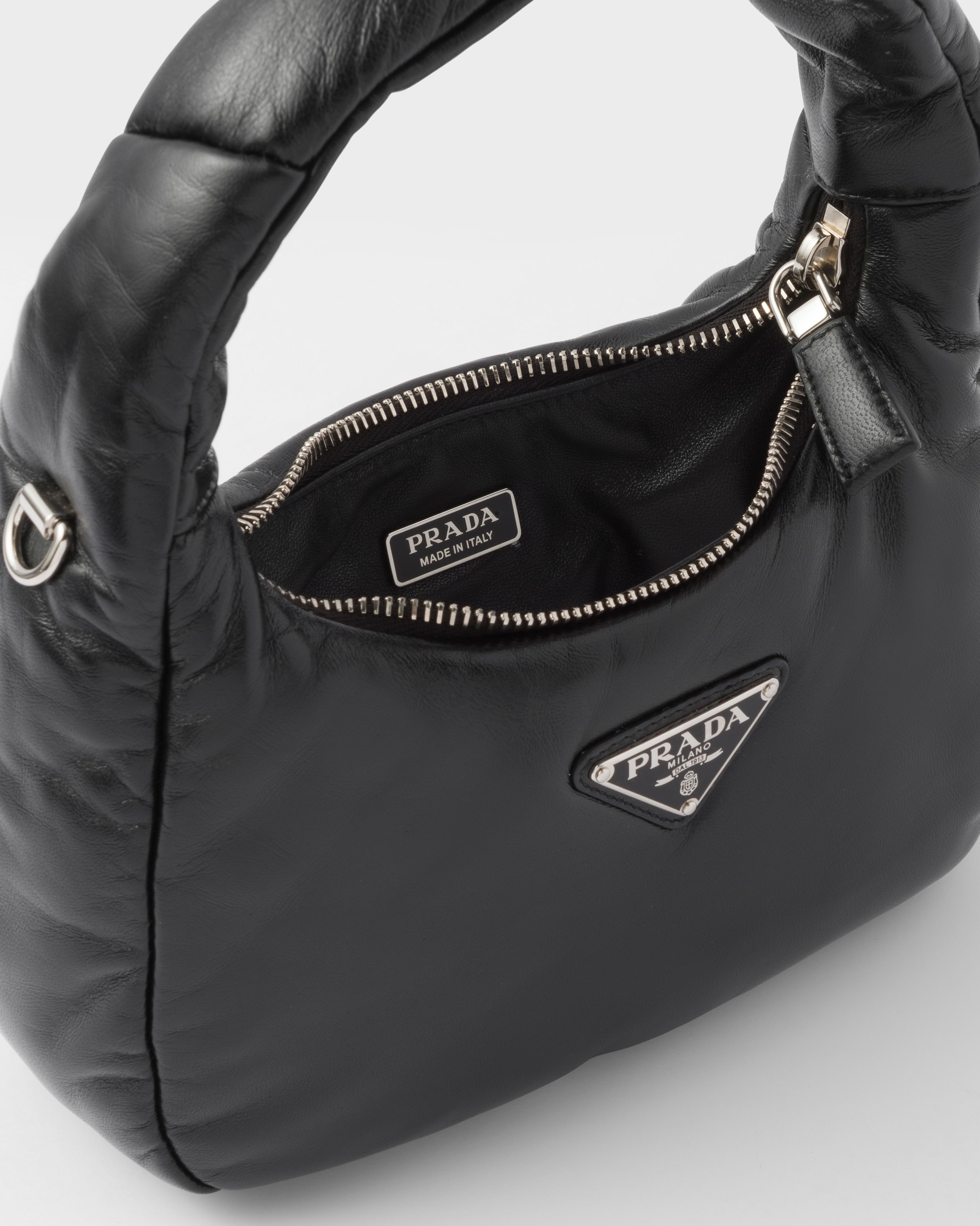 【関税&送料込】Prada Prada Soft Mini Padded Nappa Hobo Bag Prada Soft Padded Nappa-Leather Mini Bag White in Leather