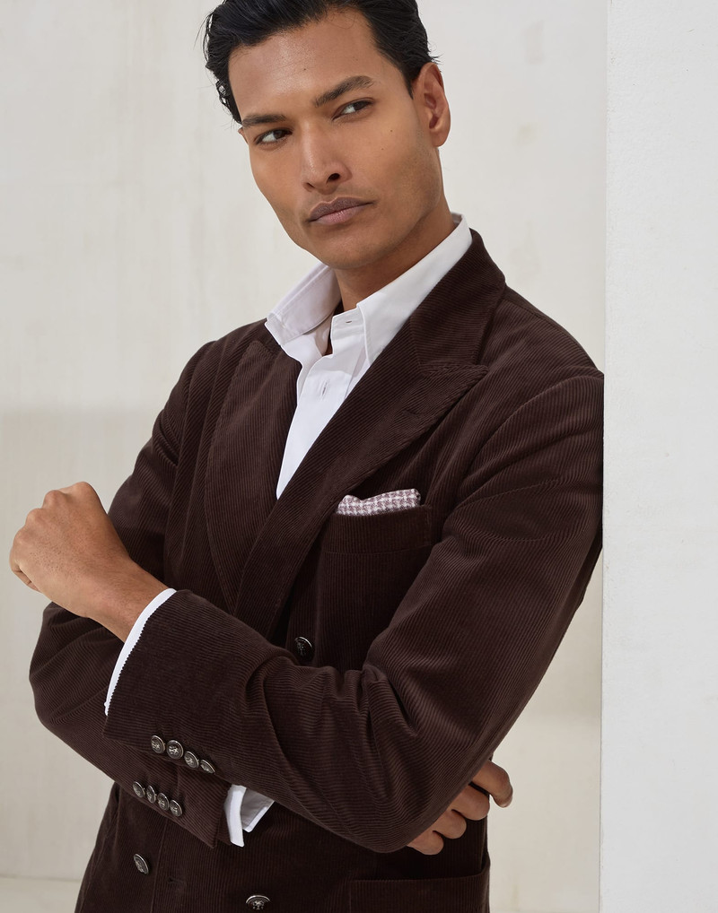 Comfort cotton and cashmere corduroy one-and-a-half breasted deconstructed blazer with patch pockets 3