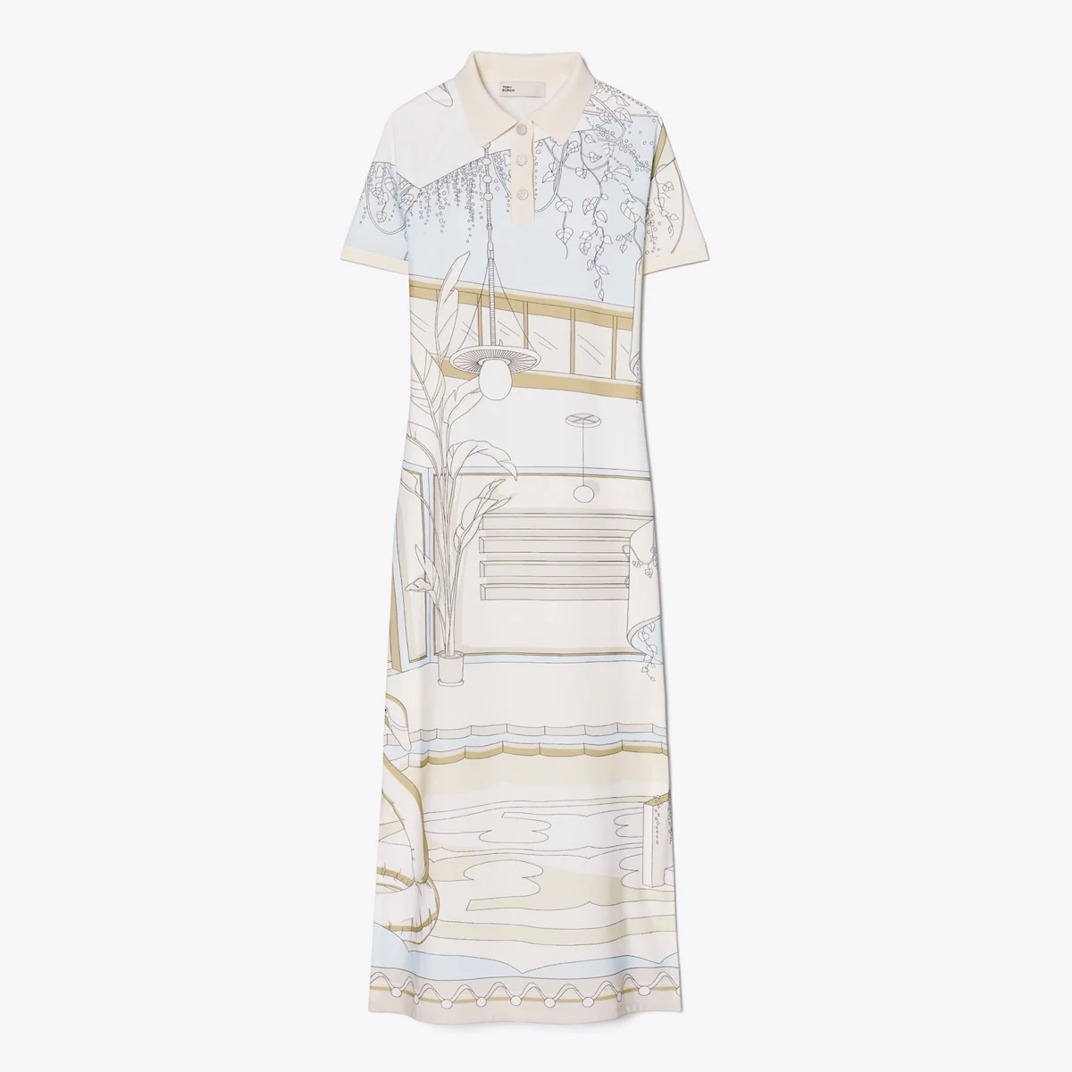 Printed Mesh Polo Dress - 1