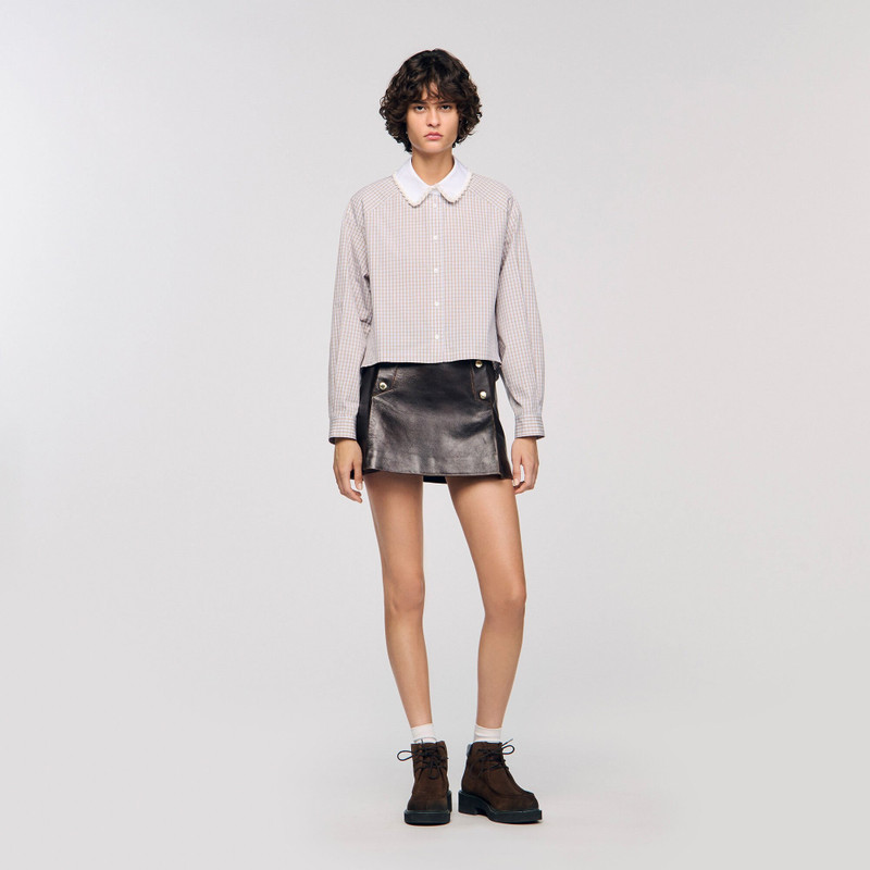 PLAID AND PEARL COLLAR SHIRT 3