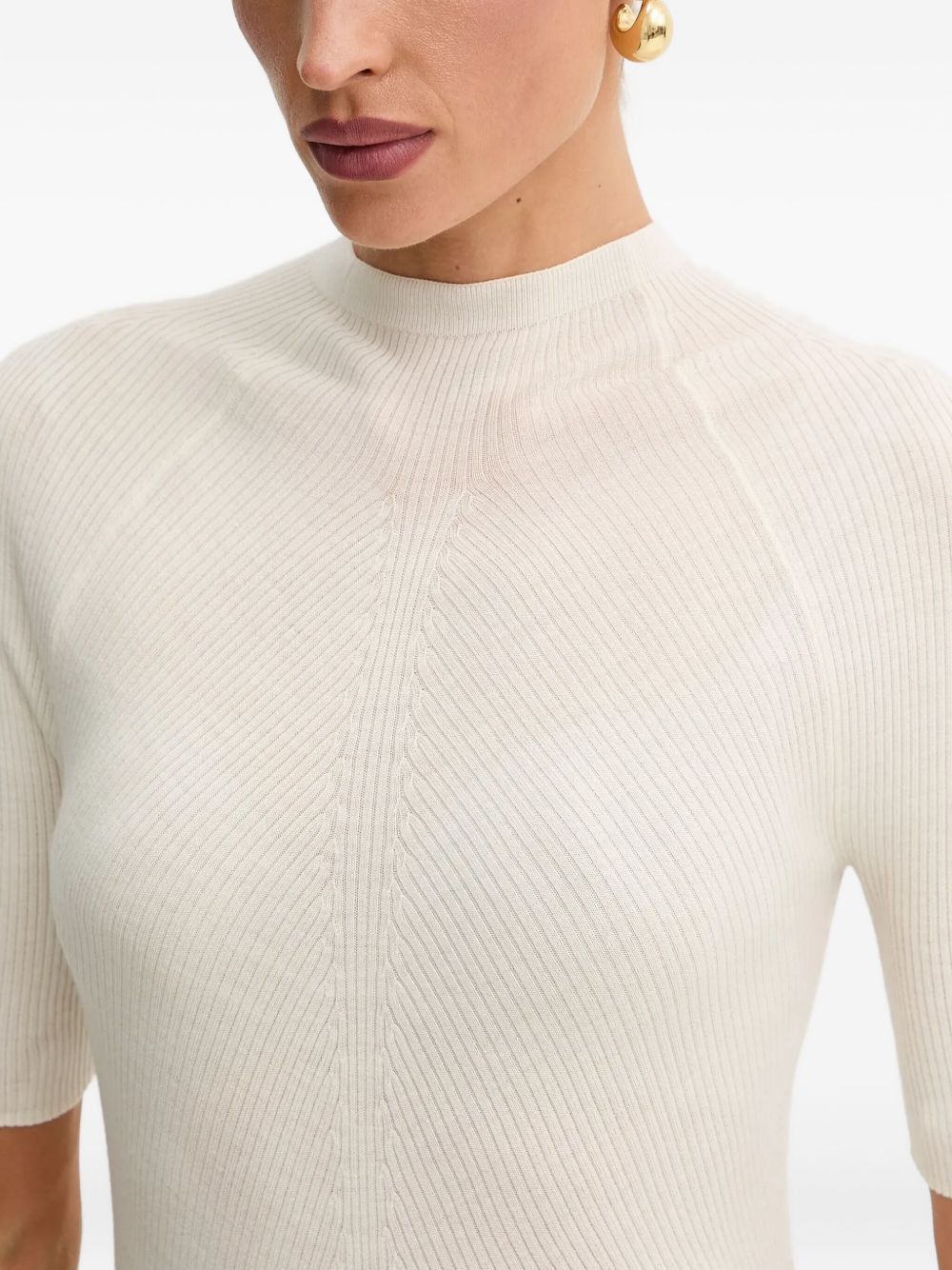 ribbed high-neck T-shirt - 4