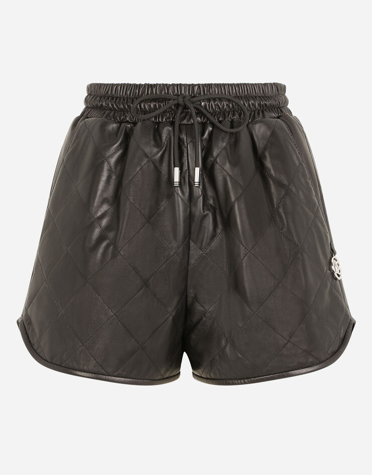 Quilted leather shorts with DG pendant - 3