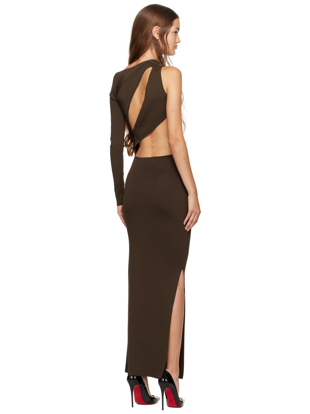 Brown Cutout Maxi Dress - 3