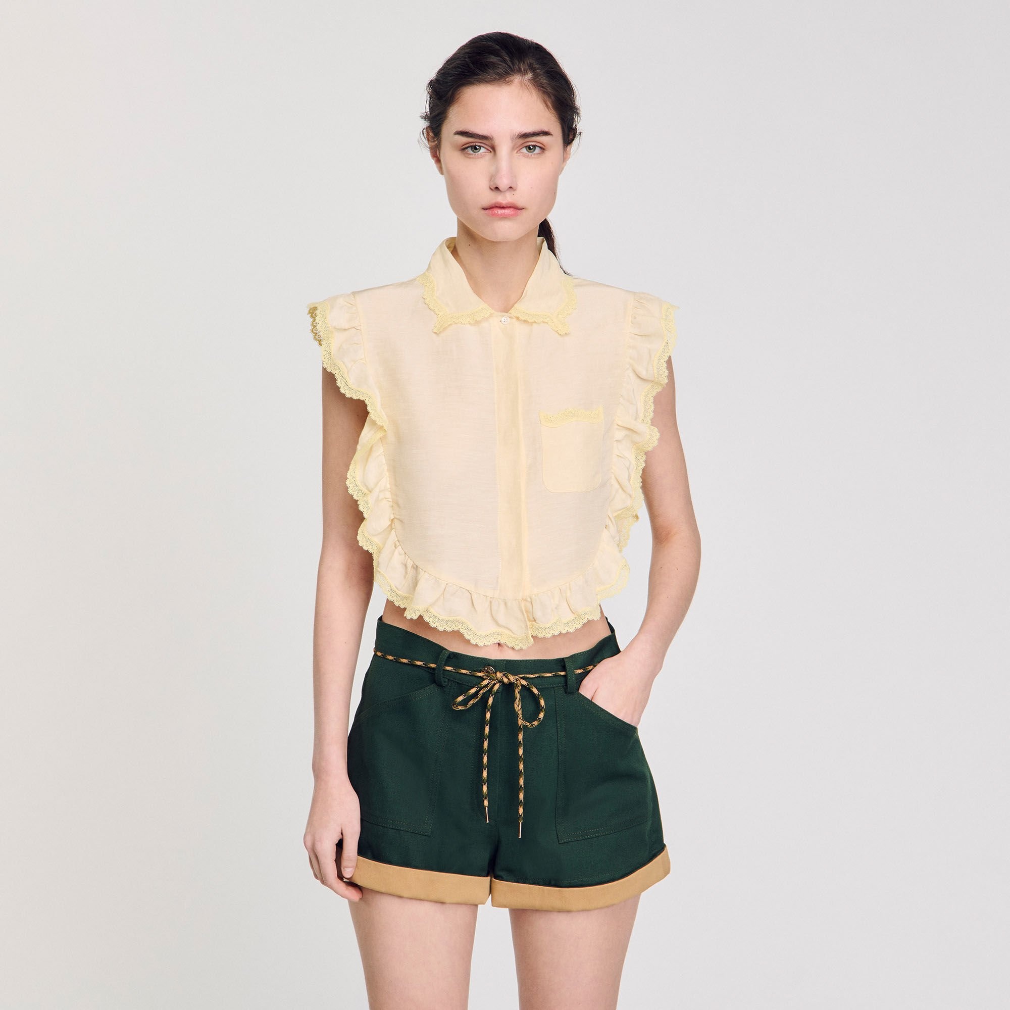 SHIRT COLLAR WITH LACE DETAIL - 4