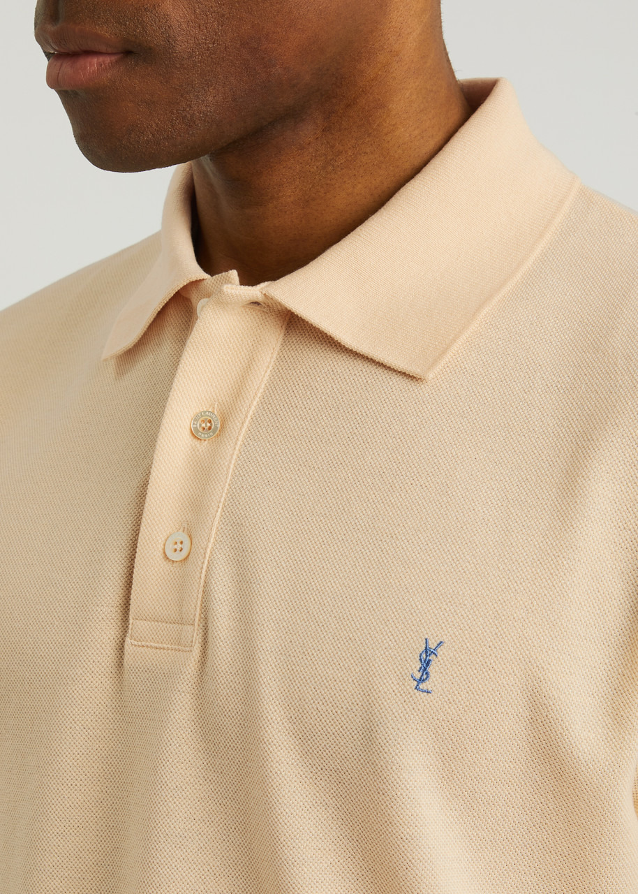 Logo-embroidered piqué cotton-blend polo shirt - 5