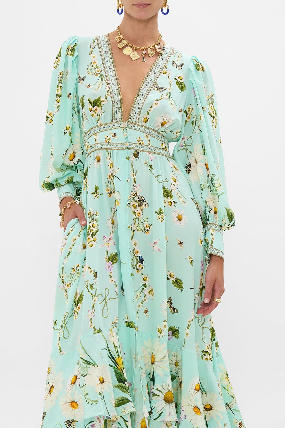LONG BUTTON FRONT DRESS - 5