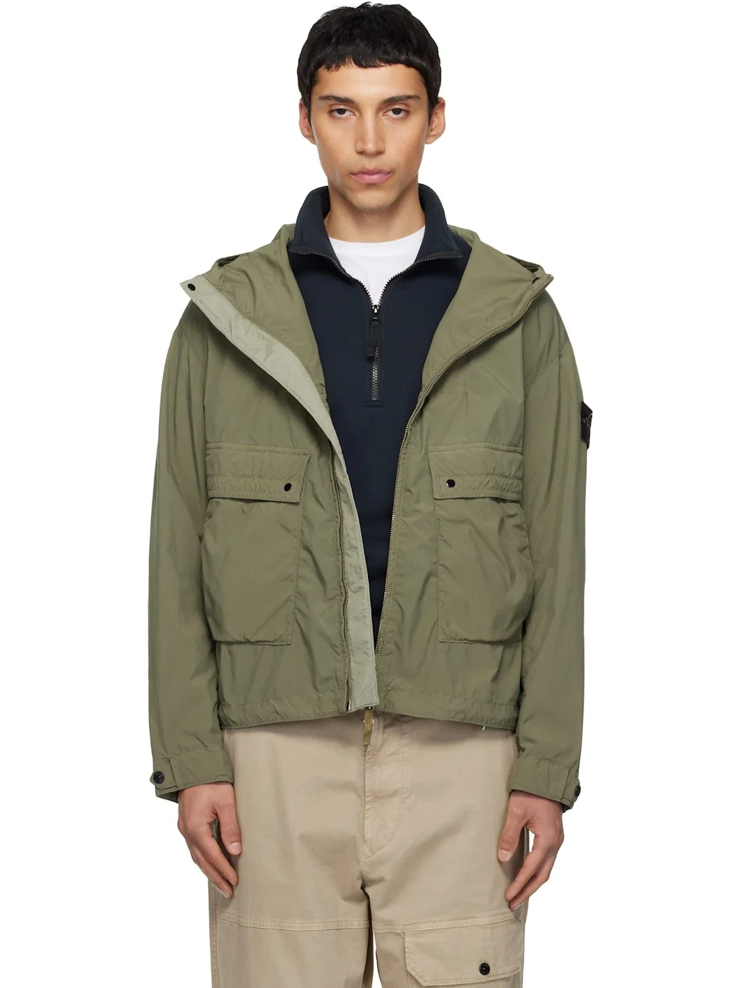 Khaki 4100052 Light Compact Touch Short Jacket - 1