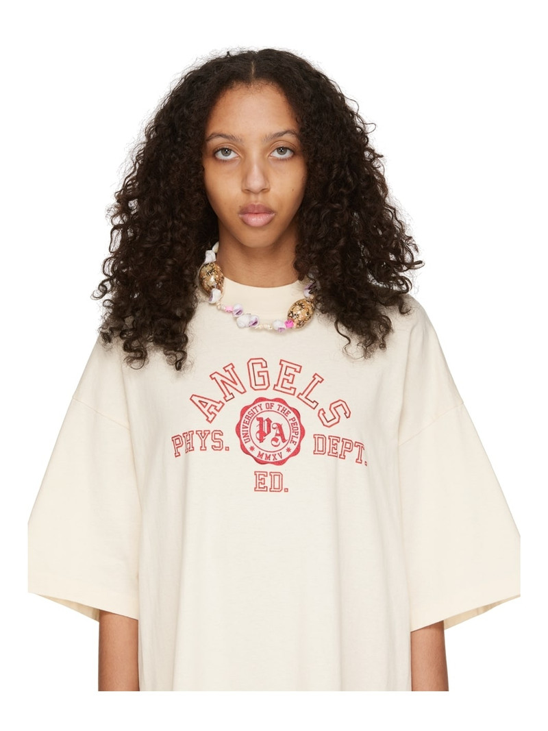 Palm Angels Tan & White Graffiti Shell Necklace outlook