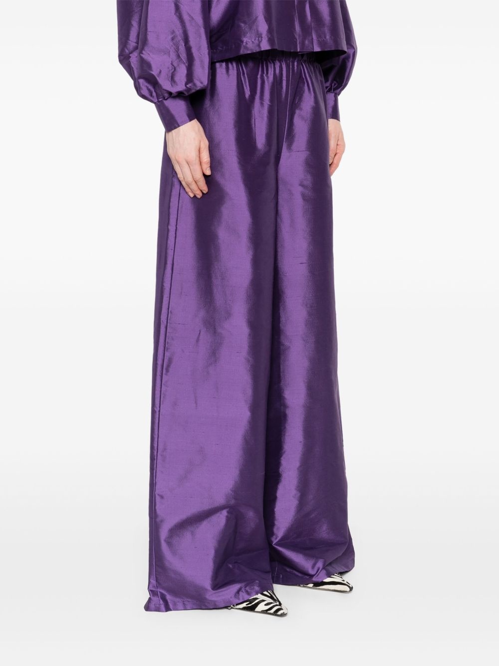 silk wide-leg trousers - 3