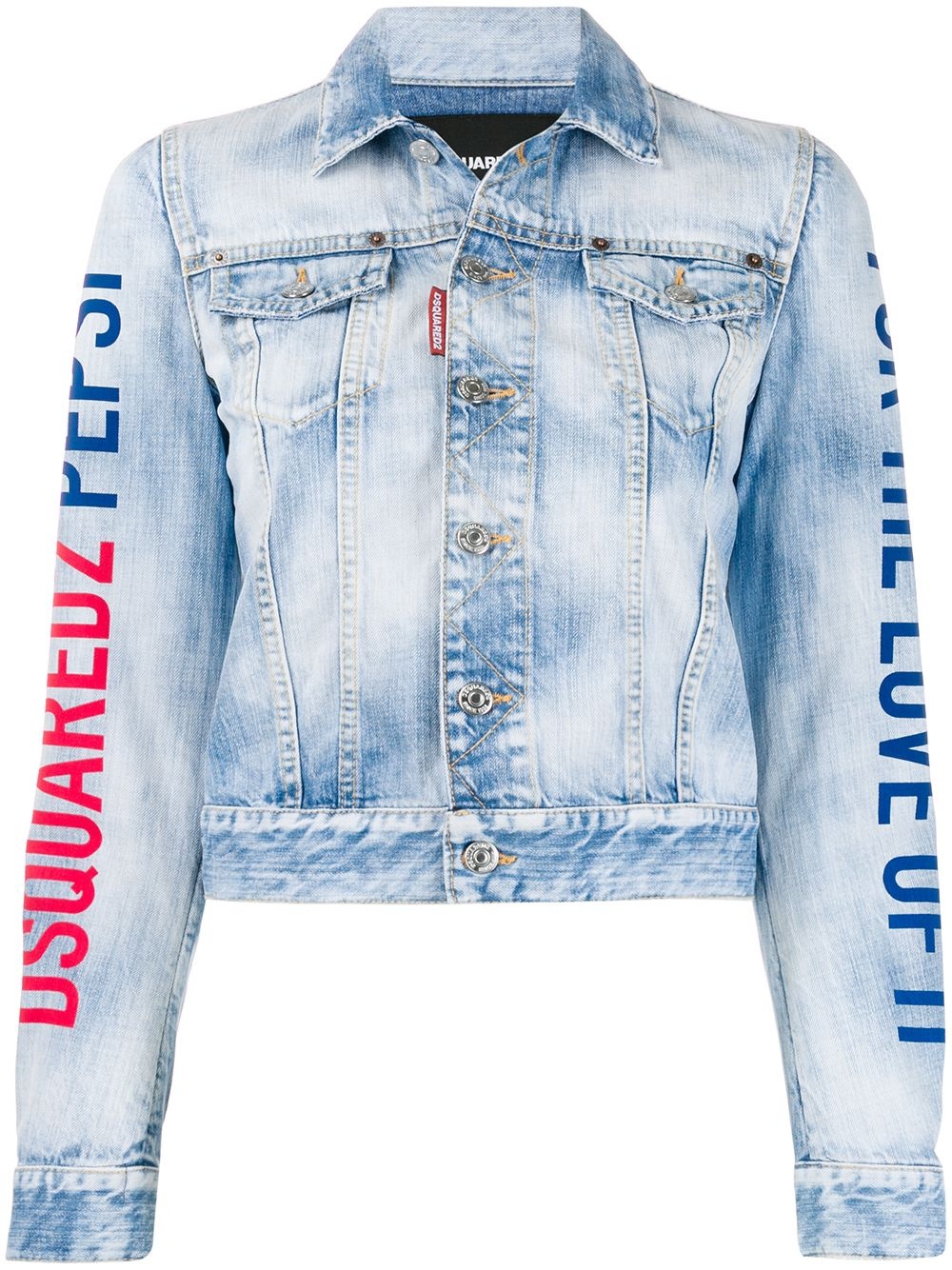 logo print denim jacket - 1