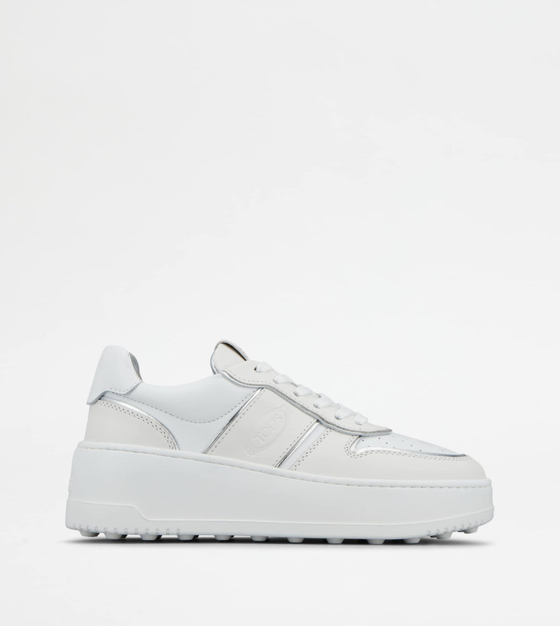 PLATFORM SNEAKERS IN LEATHER - WHITE 1