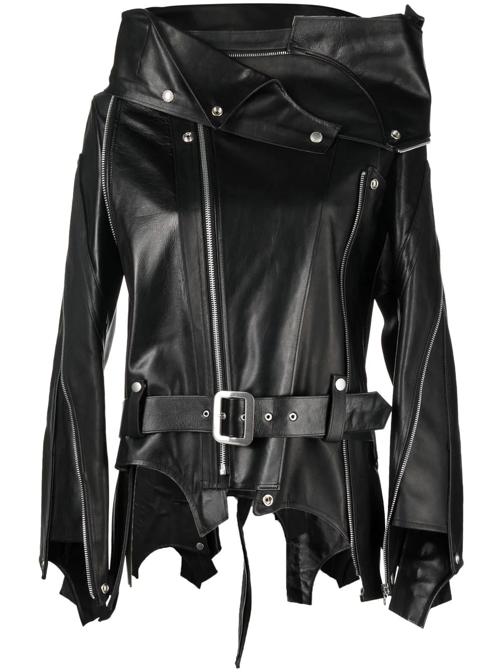 belted leather jacket - 1