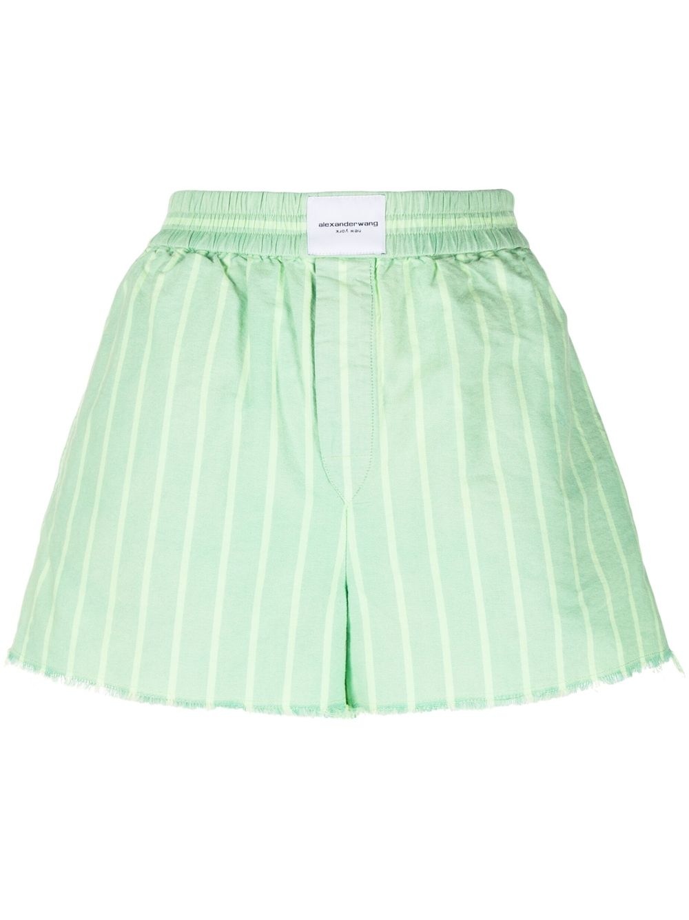 logo-patch striped shorts - 1