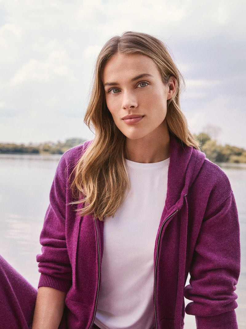 Derek Rose Women's Hoodie Daphne Cashmere Purple outlook
