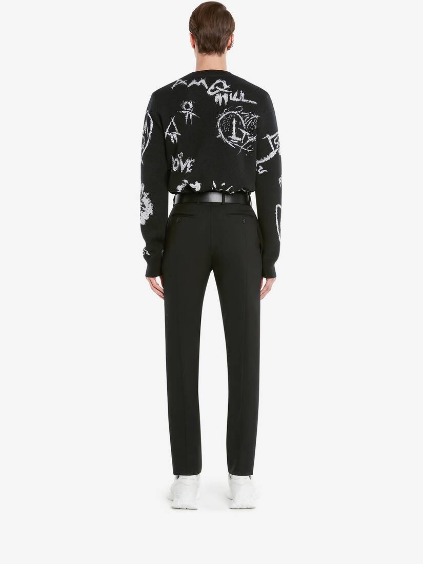 Men's Wool Tree Graffiti Jumper in Black/silver - 4
