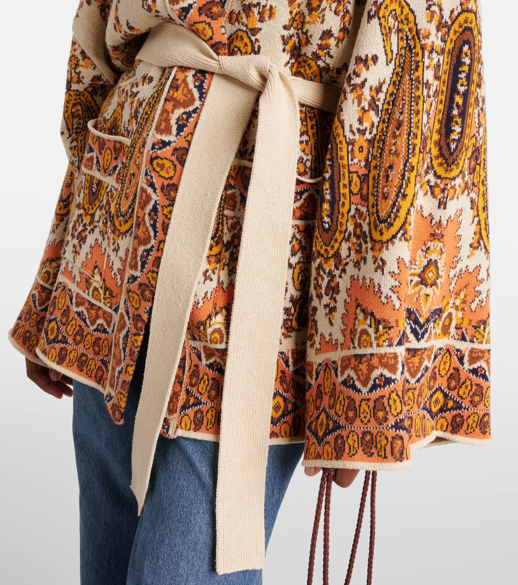 Jacquard cotton-blend wrap cardigan - 5