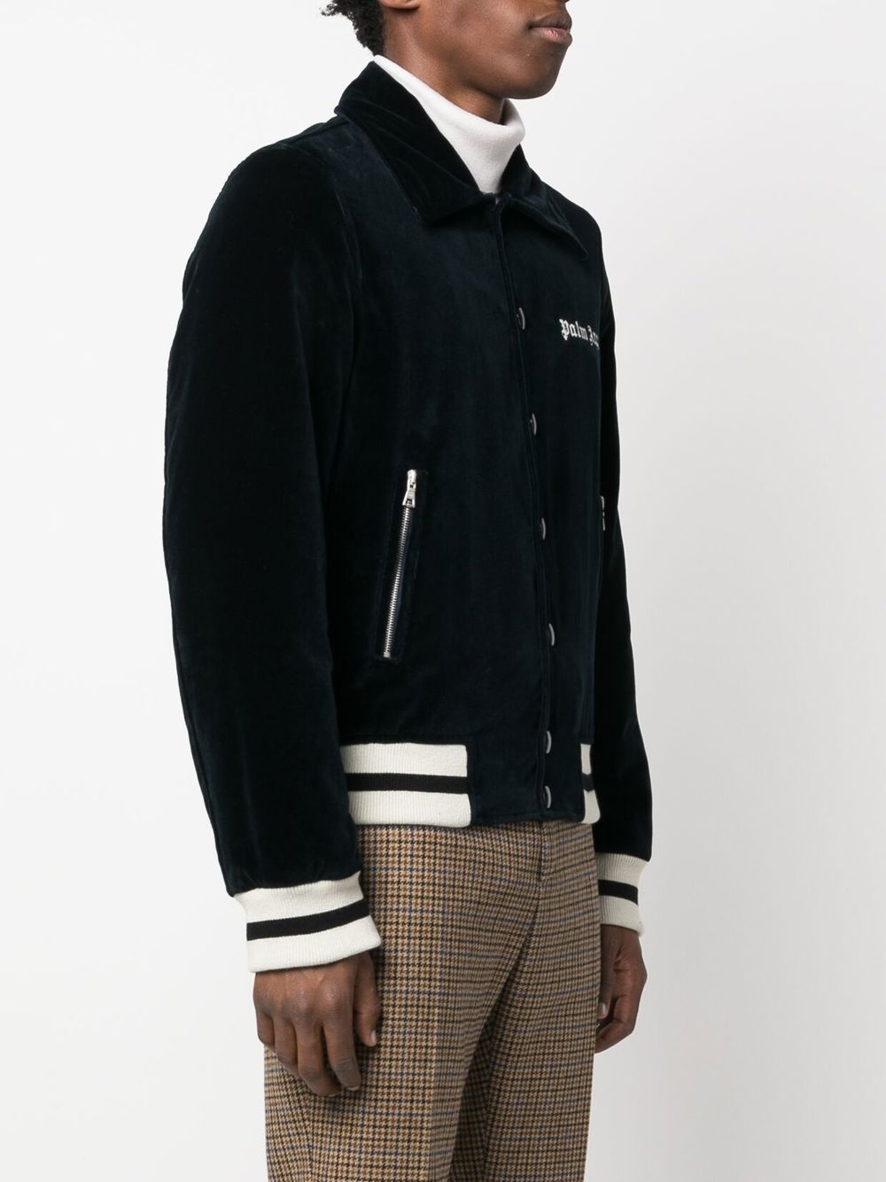 logo-embroidered velvet jacket - 3