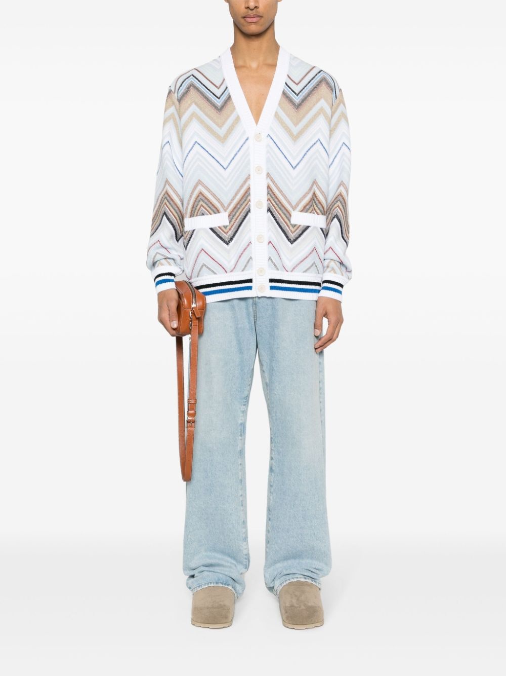 zigzag-woven knitted cardigan - 2