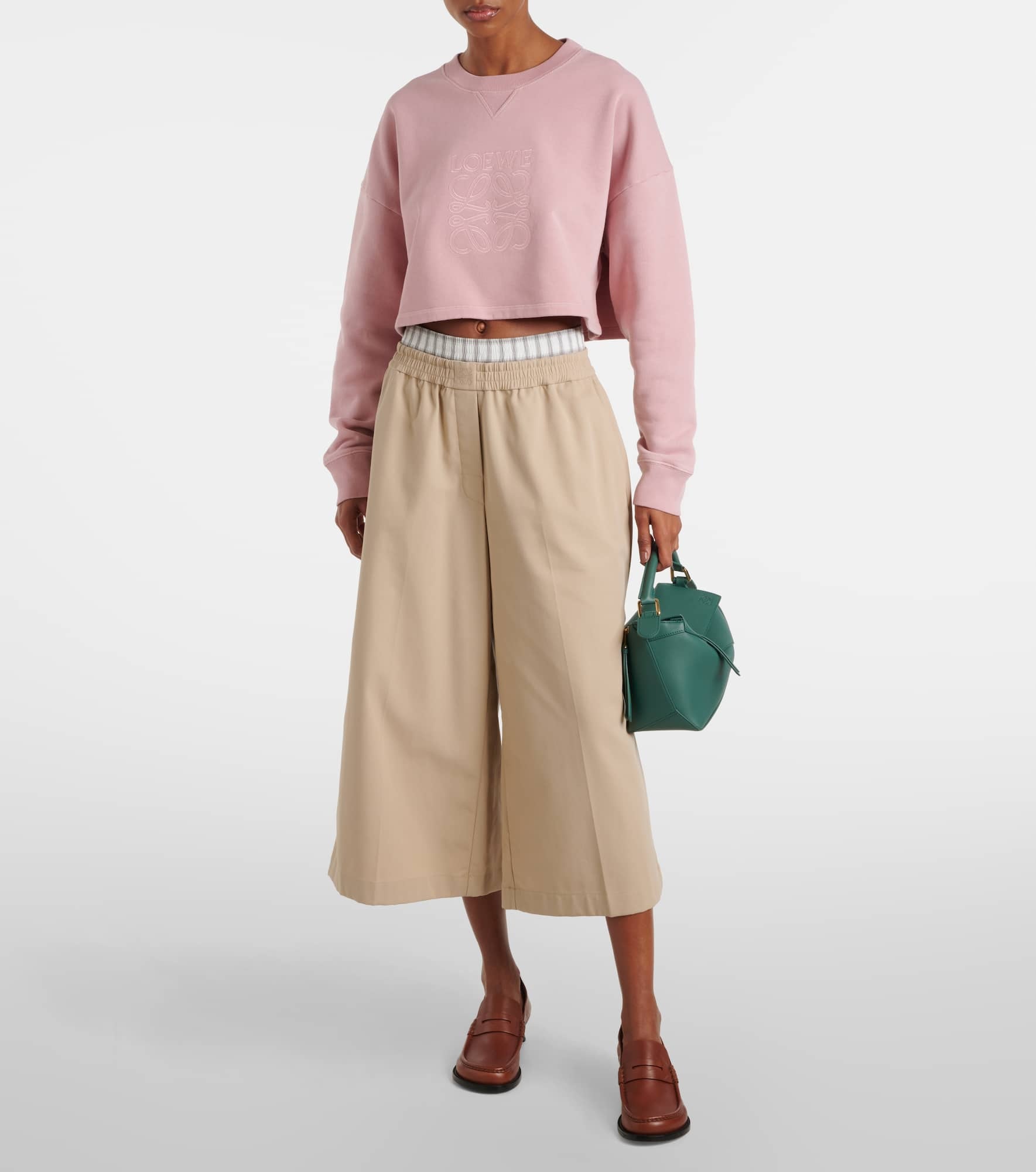 Anagram cropped cotton jersey sweatshirt - 2