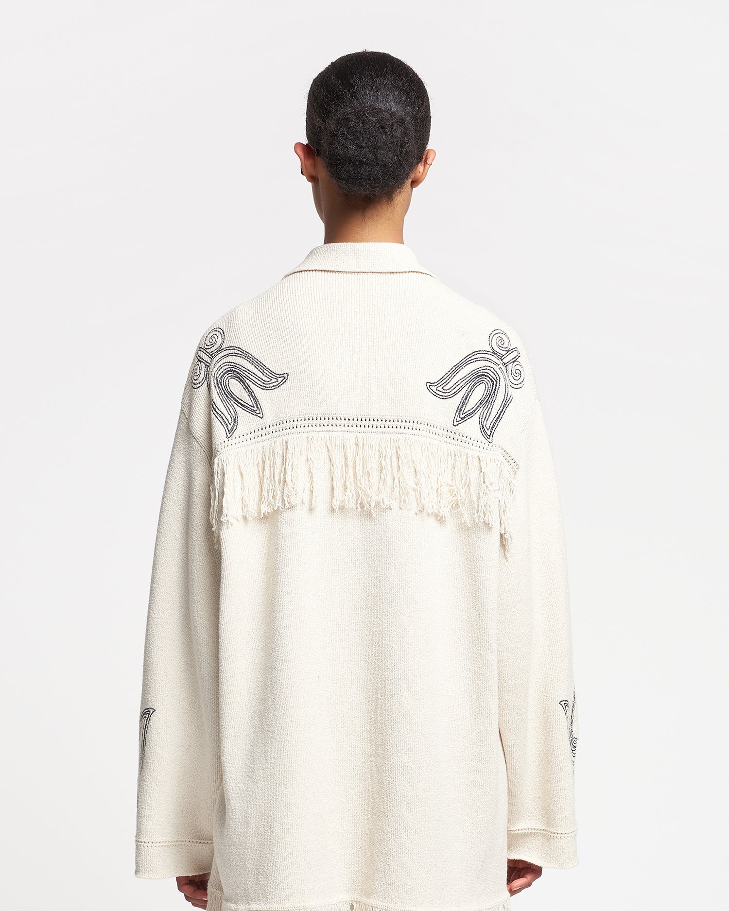 Embroidered Textured-Linen Cardigan - 8