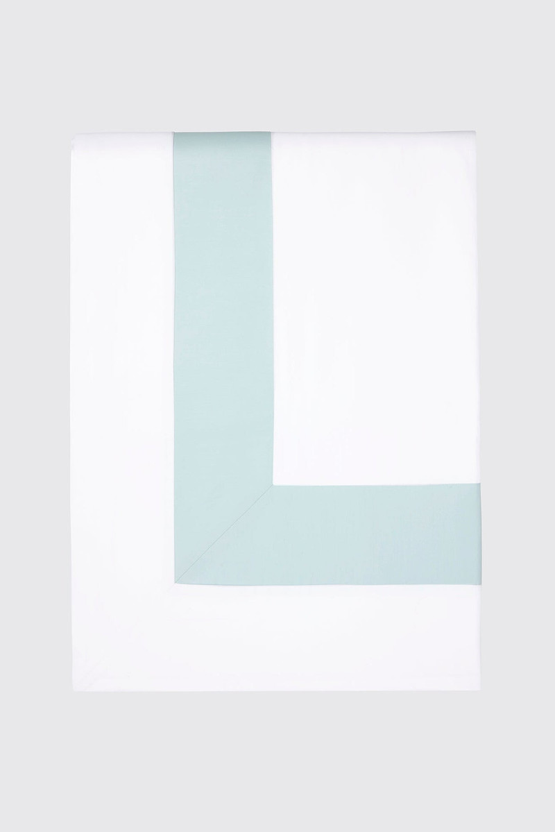 Maria Duvet Cover in White & Artemisia Cotton 1
