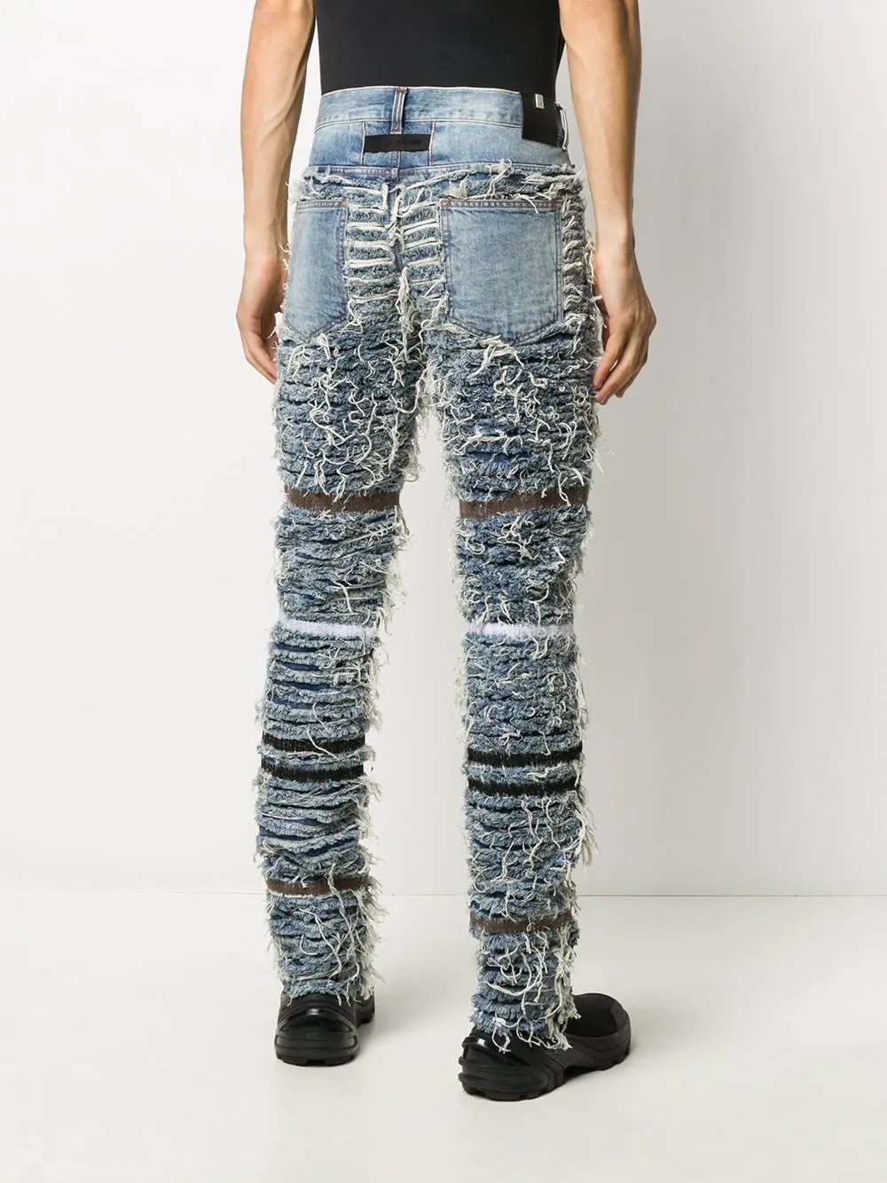 distressed frayed straight leg jeans - 4