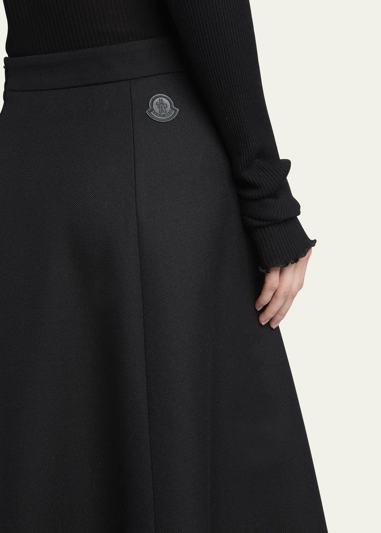 Circle-Cut Wool Midi Skirt - 5