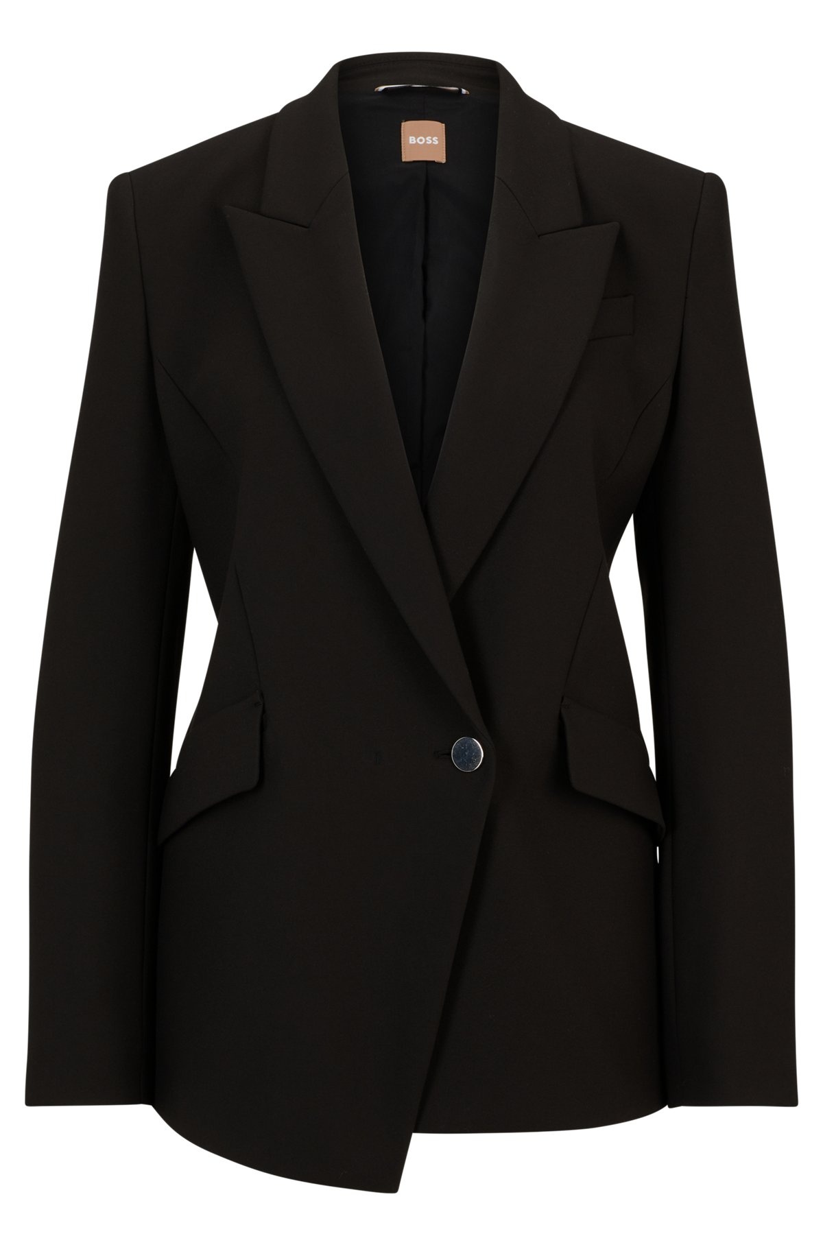 REGULAR-FIT JACKET IN STRETCH FABRIC WITH ASYMMETRIC FRONT - 1