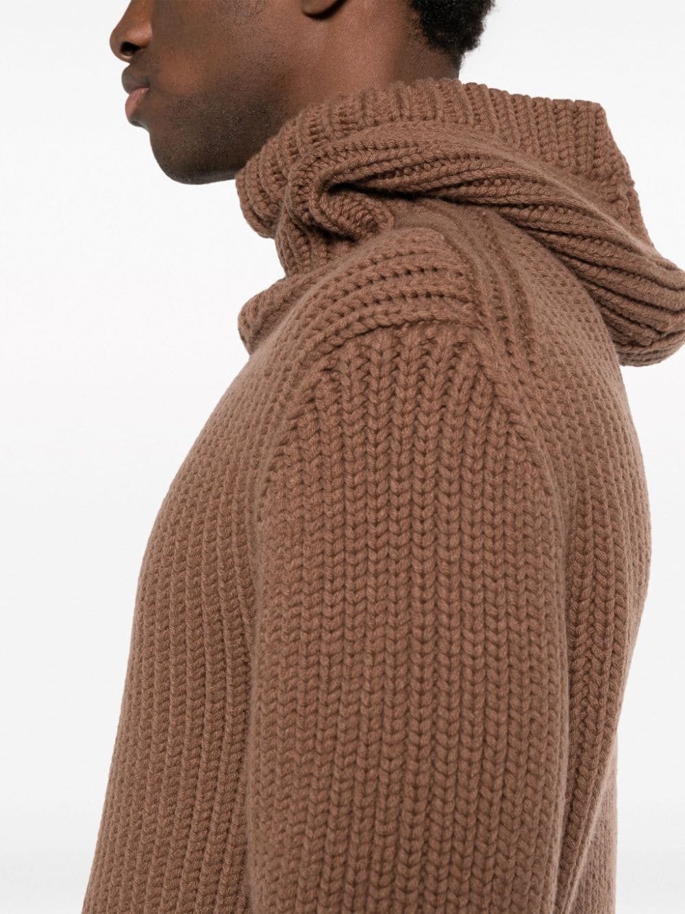 ribbed-knit hooded jumper - 5