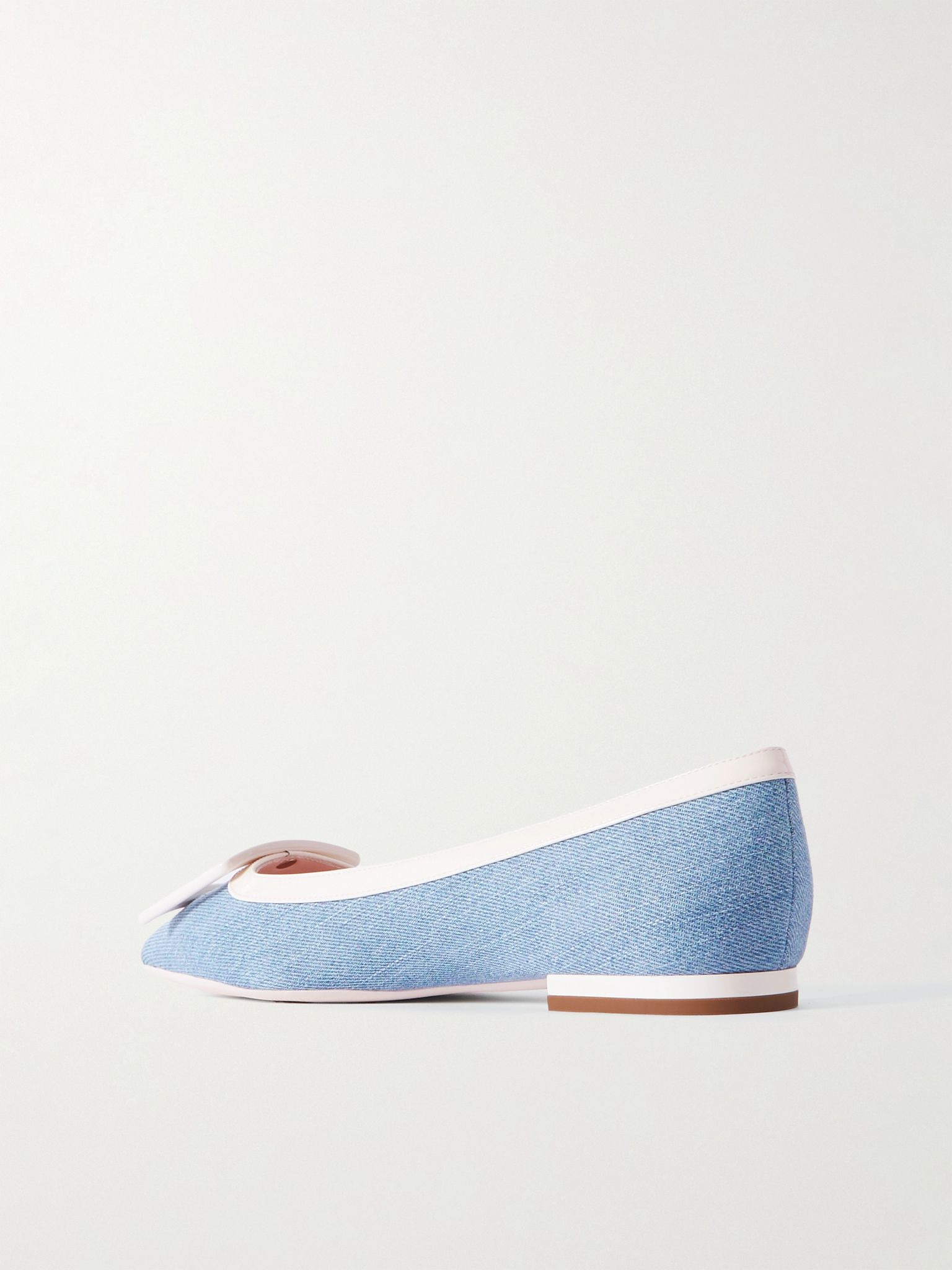 Gommettine buckled denim and patent-leather ballet flats Blue - 3