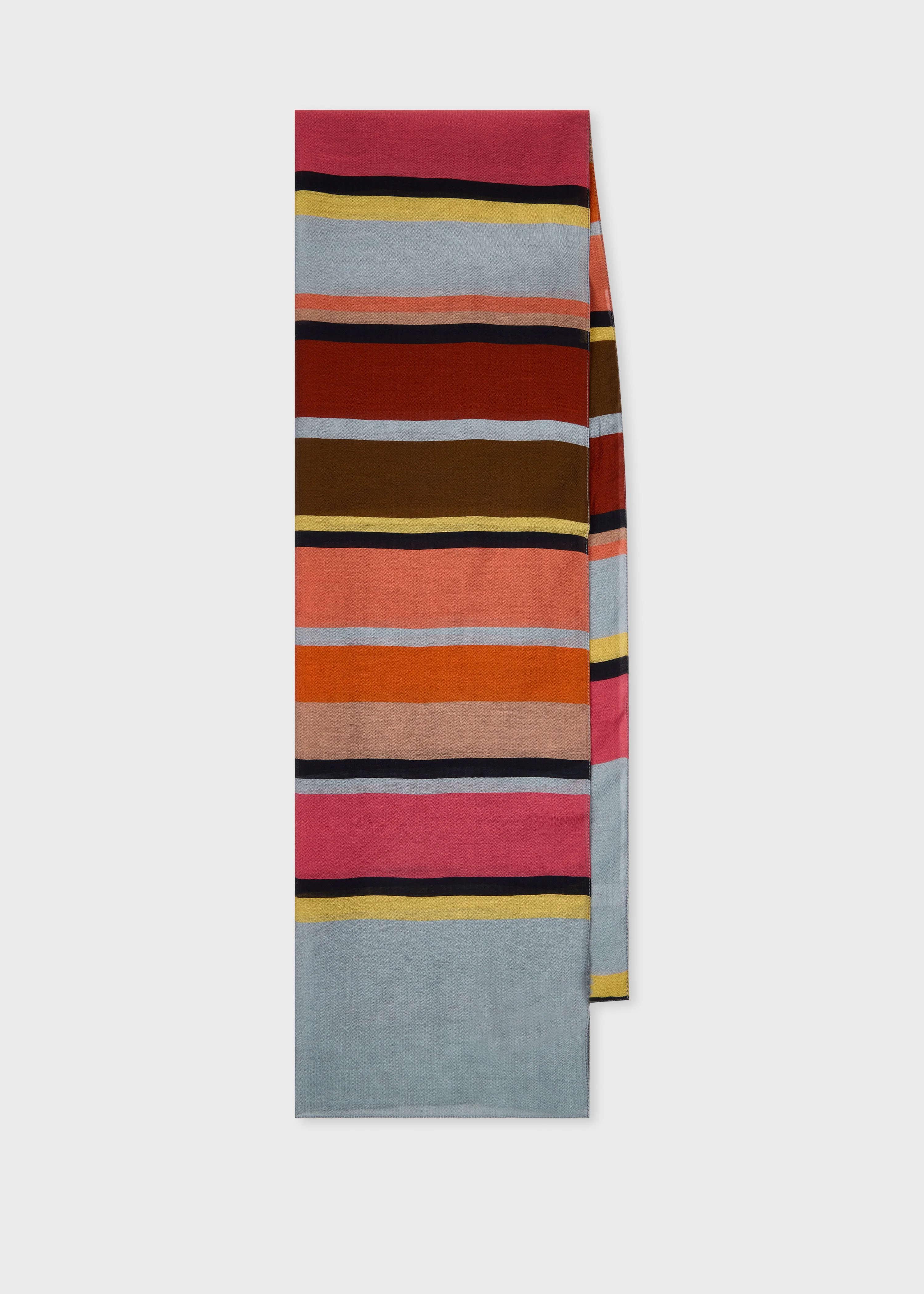 Multicolour Stripe Viscose-Silk Scarf - 1