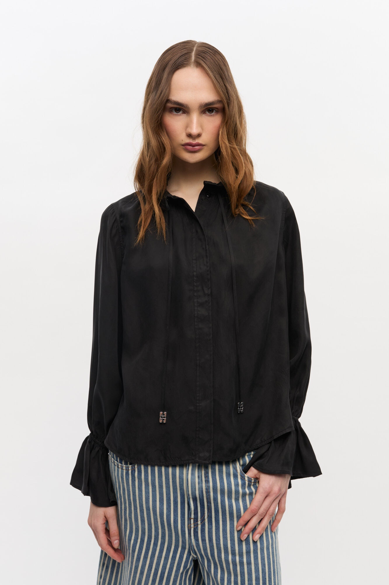 BLACK FLUID CUPRO TIE SHIRT - 2