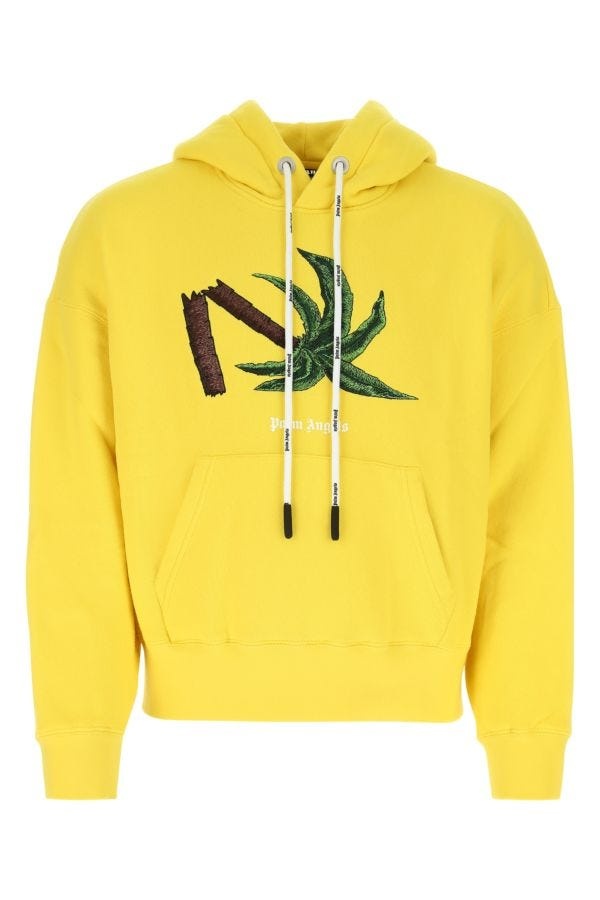 パーカー・フーディ Palm Angels Yellow cotton oversize sweatshirt Palm Angels PALM ANGELS Yellow Cotton Oversize Sweatshirt