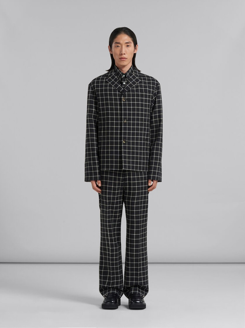 Marni BLACK CHECKED WOOL JACKET outlook
