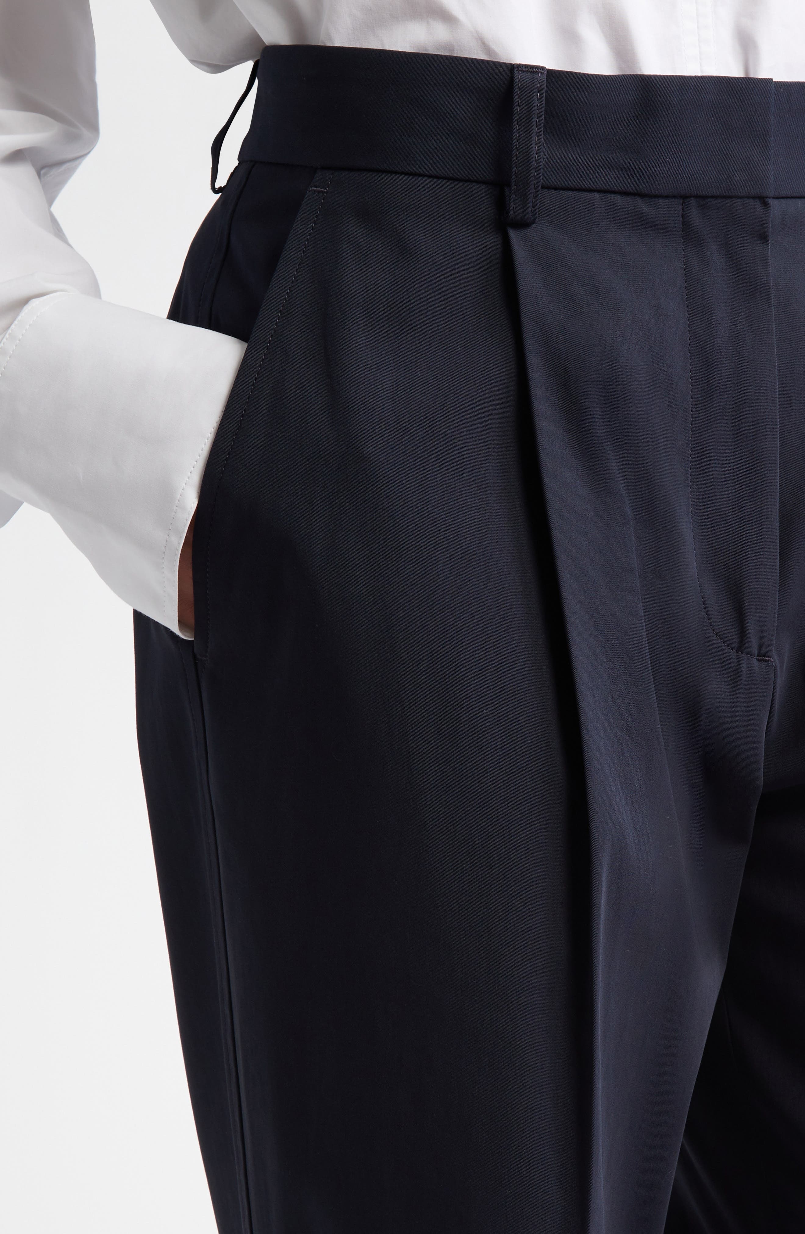 TOTEME Pleated Straight Leg Trousers in Nightfall at Nordstrom - 5