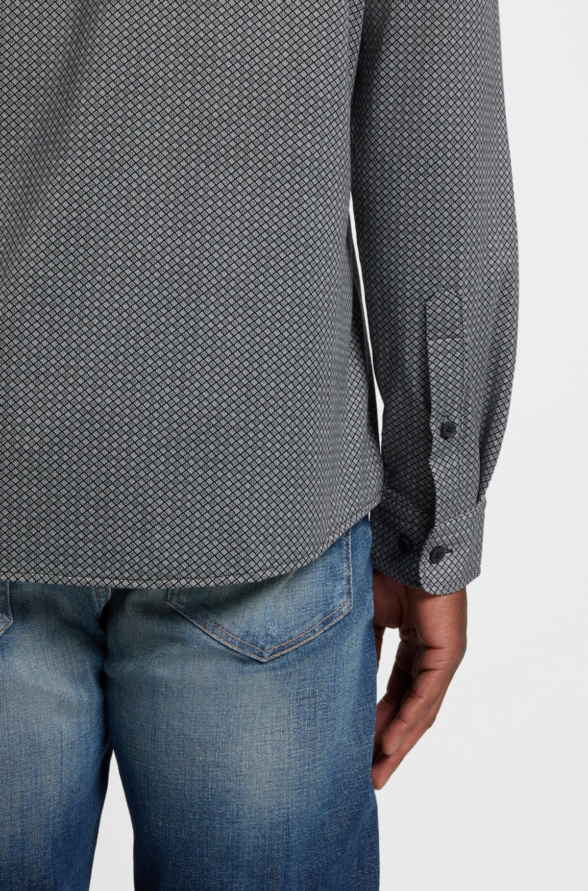 SLIM-FIT SHIRT IN PRINTED FLEX-WEAVE FABRIC - 6