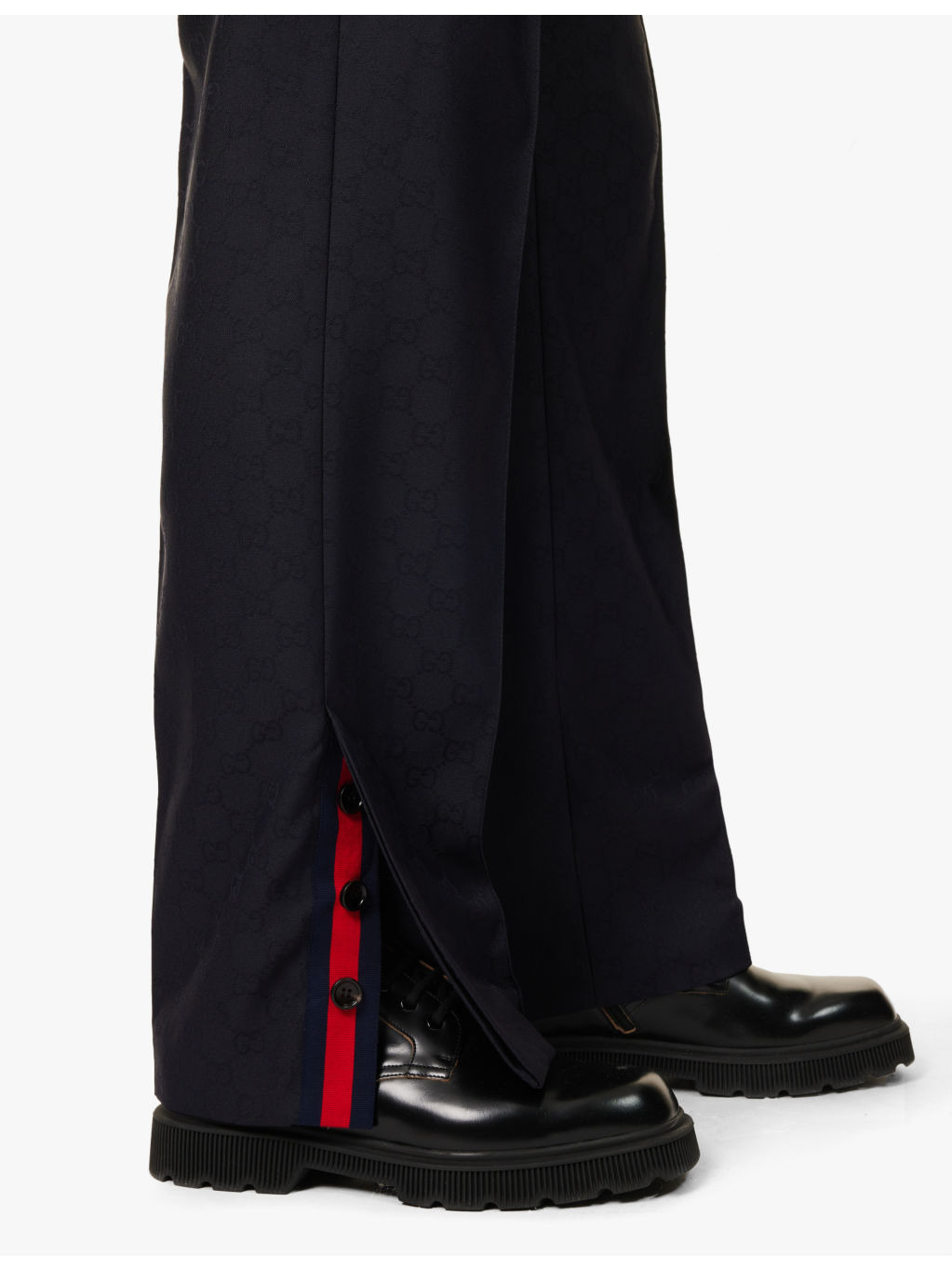 Monogram-pattern straight-leg mid-rise woven trousers - 5