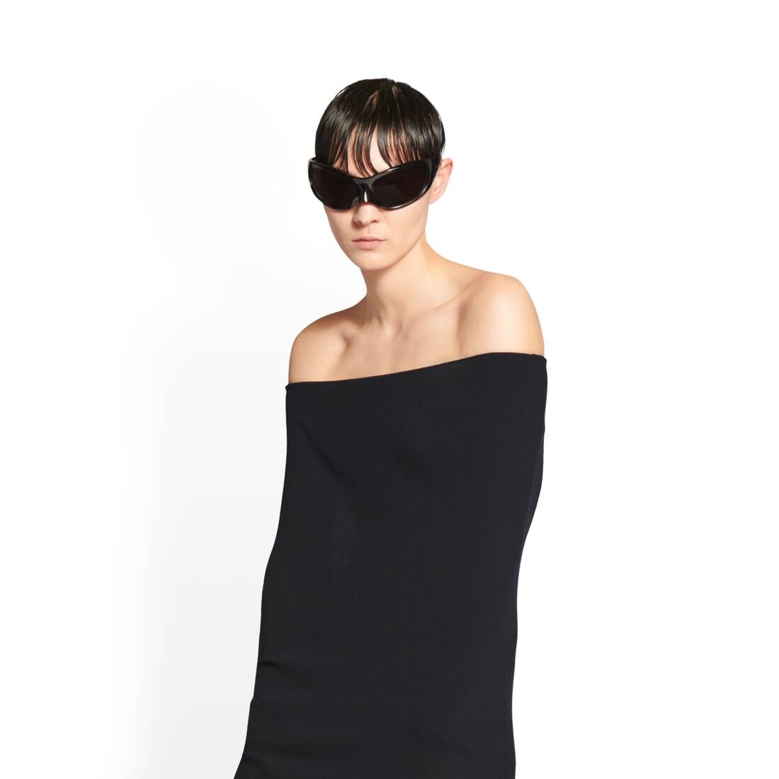BALENCIAGA boat collar double layer dress | REVERSIBLE