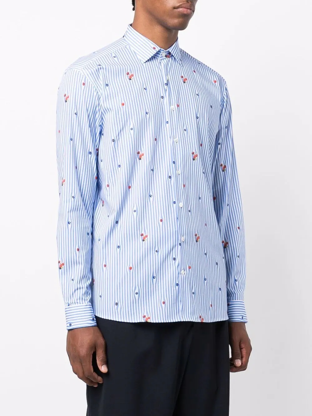 pinstripe fruit-print shirt - 3