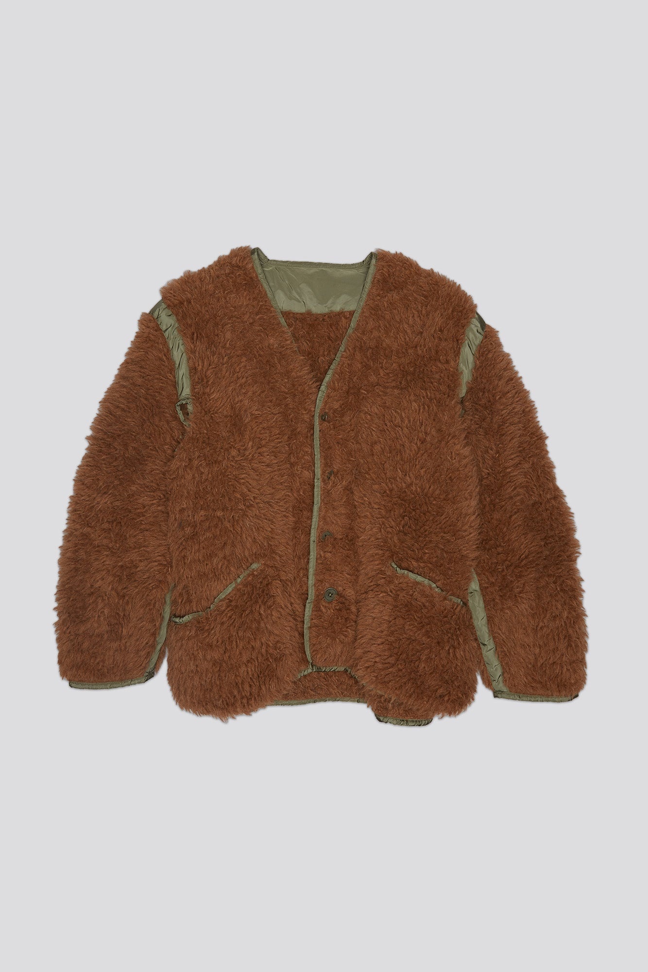 TAPED LINER CARDIGAN - BROWN - 4