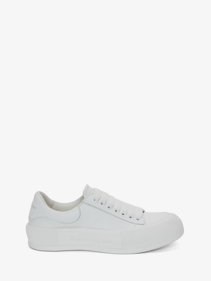 Women's Deck Lace Up Plimsoll in Optic White - 1