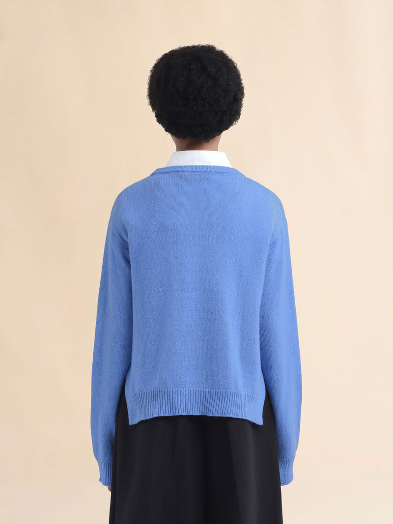 INDIGO BOXY CASHMERE JUMPER WITH MARNI SYMBOL 3