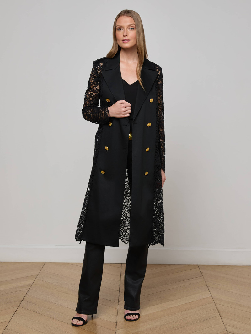 L'AGENCE Amata Lace Trench Coat outlook