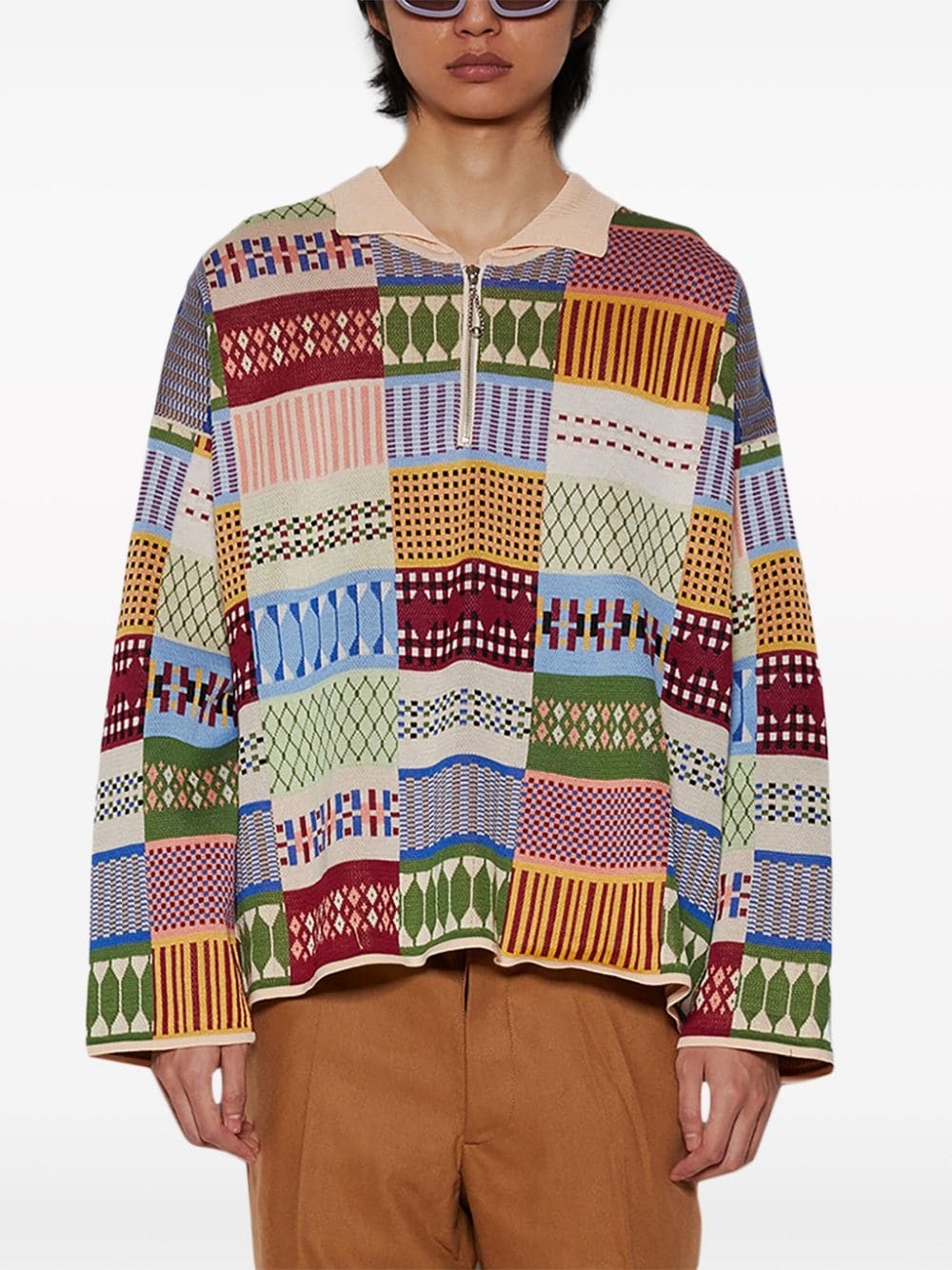 Sampler geometric-print polo jumper - 3