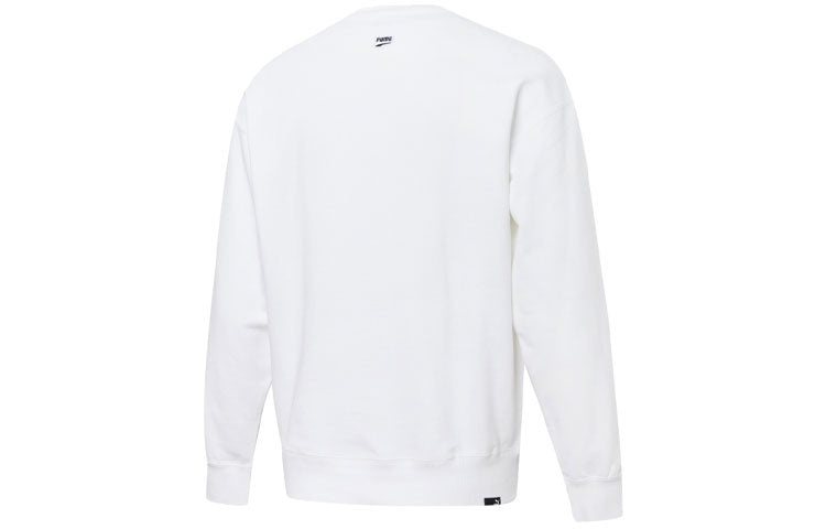 PUMA Downtown Graphic Crew Tr Living Series Logo Pattern Printing Knit Round Neck Pullover White 533 - 2