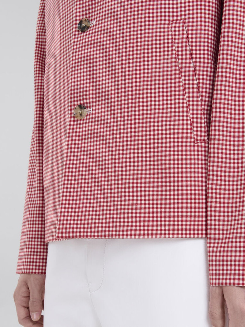 RED AND WHITE GINGHAM WOOL JACKET 5