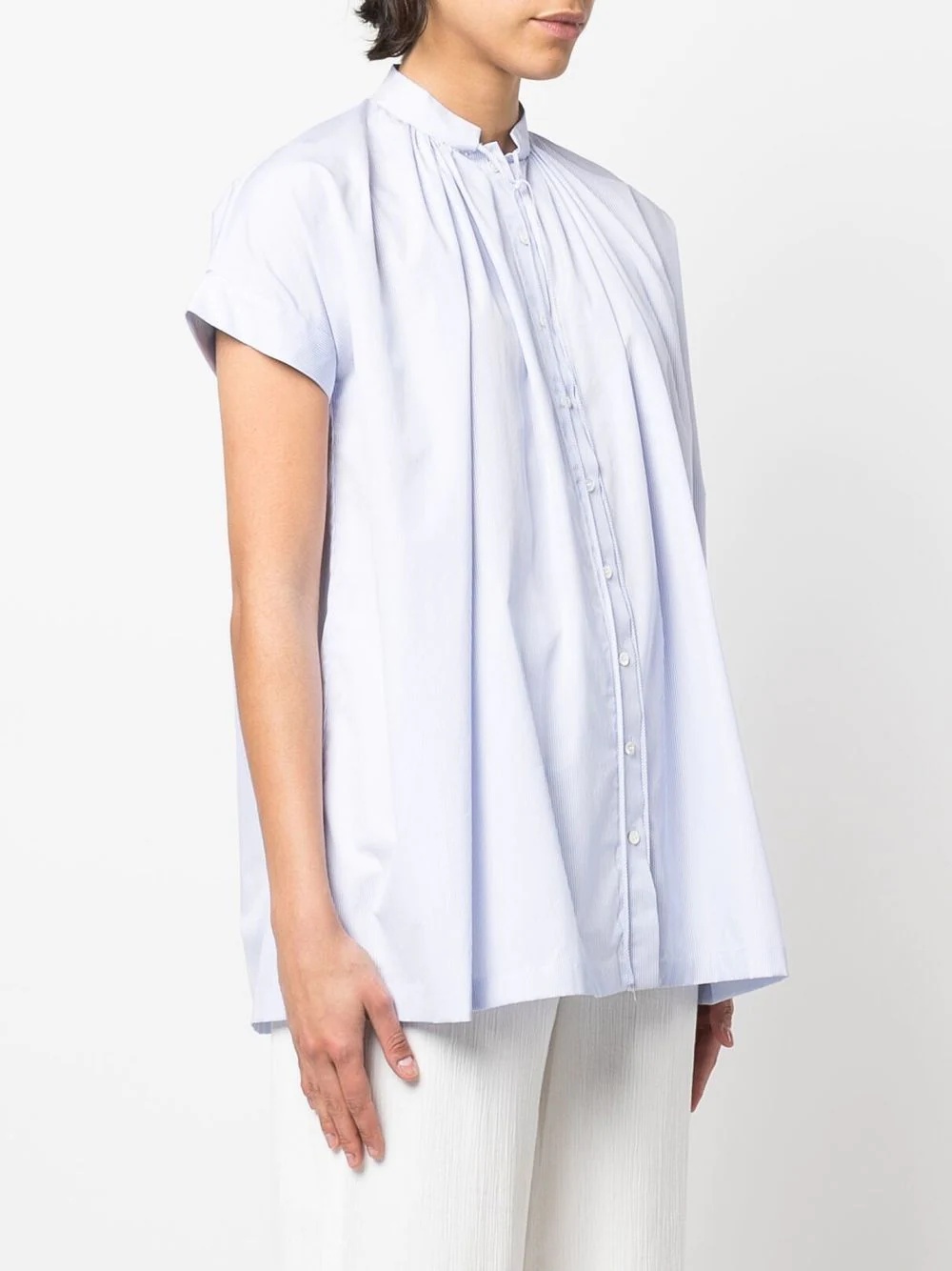 collarless short-sleeved shirt - 3