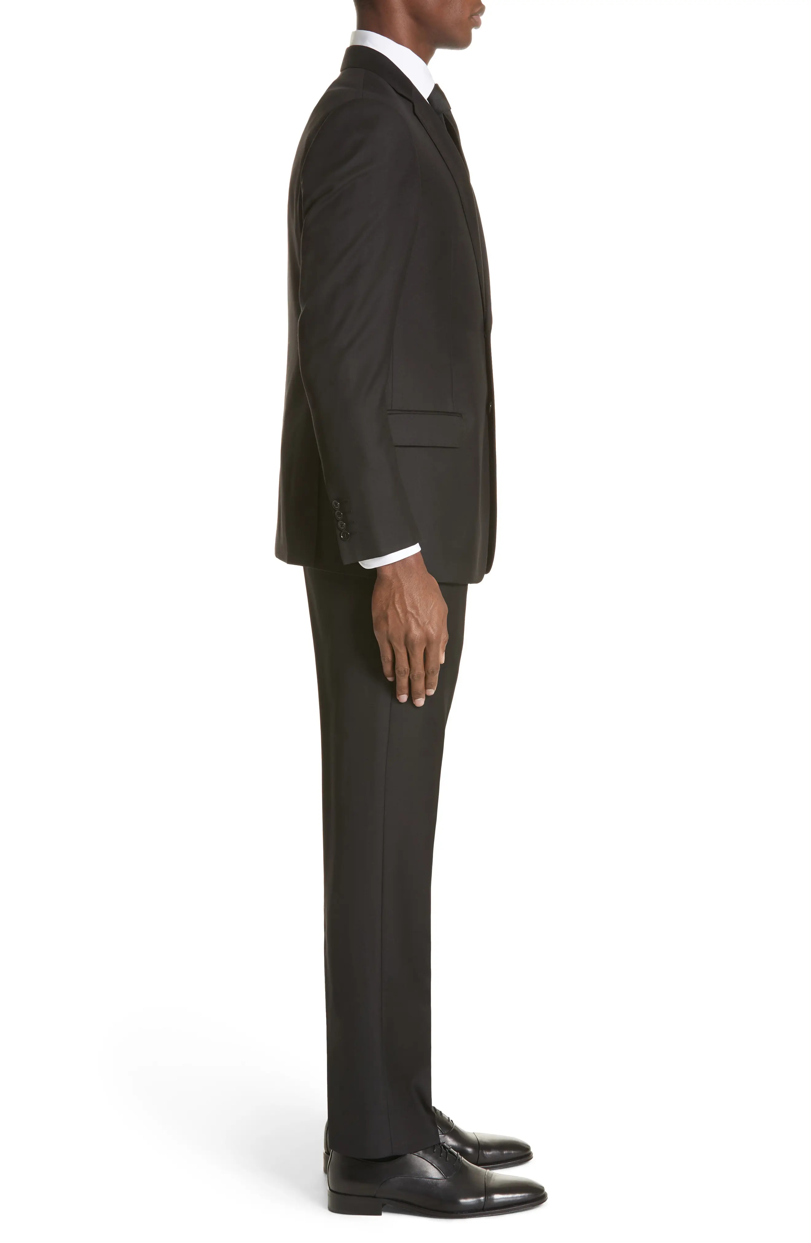 Trim Fit Solid Wool Suit - 3